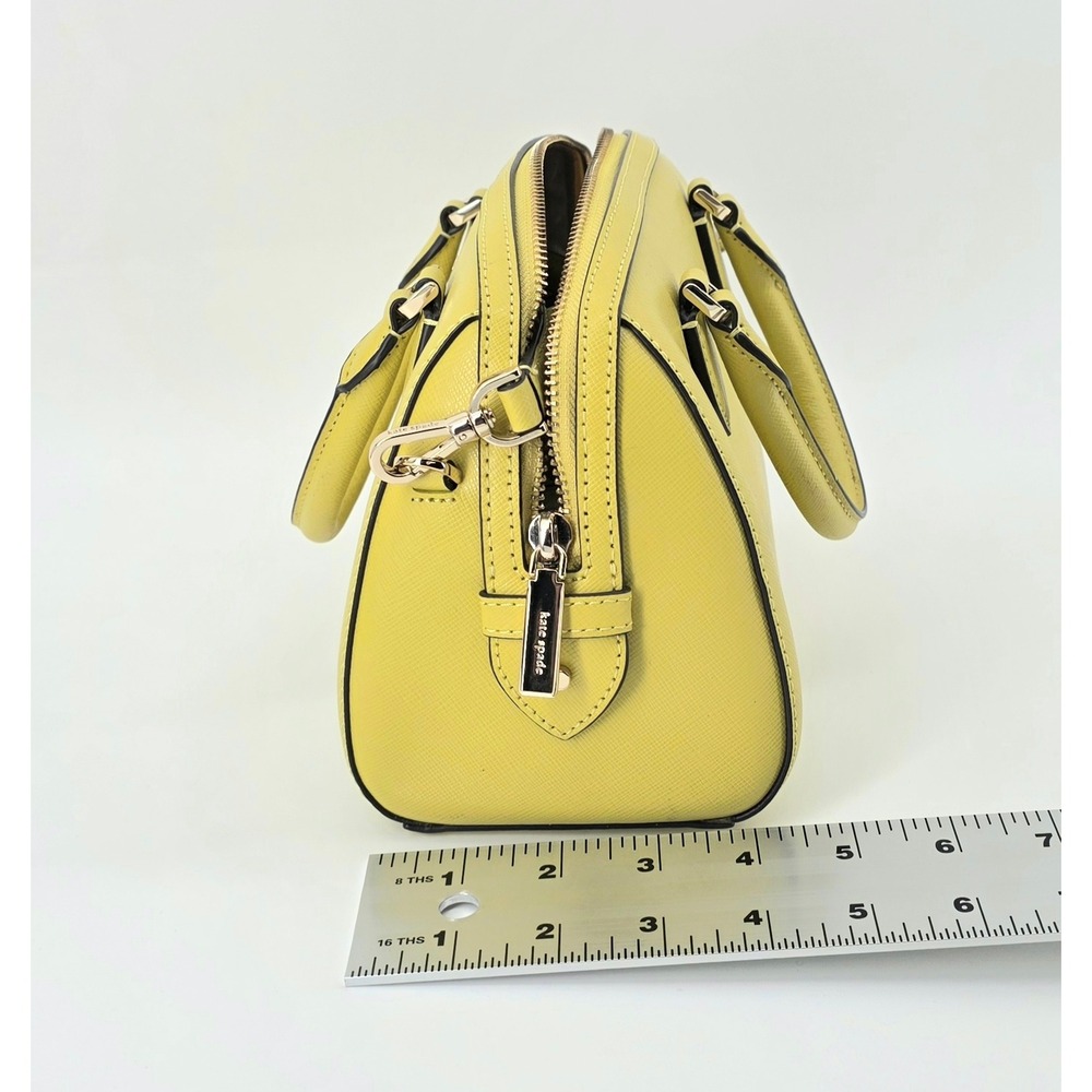 Kate Spade Preppy Satchel Saffiano Leather Crossbody Handbag Women's Yellow - Picture 9 of 9